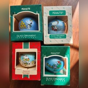 Hallmark Snoopy Peanuts Glass Ornaments